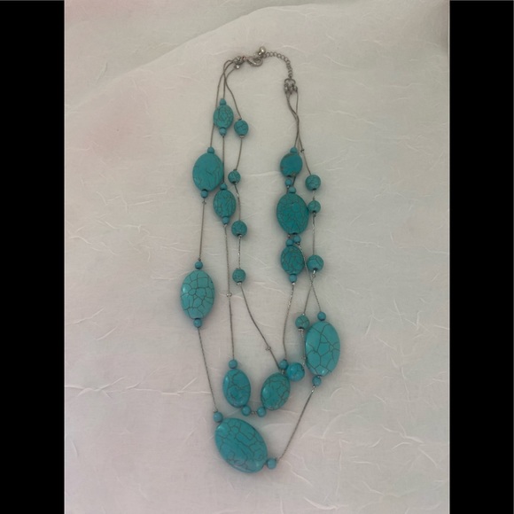 Blue aqua Costume stone Jewelry 3 tier 11.5” - Picture 10 of 10